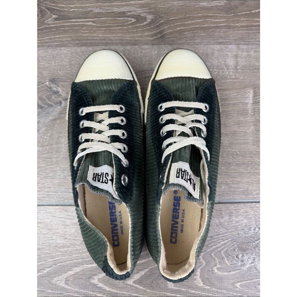 Vtg Converse All-Star Men’s Sz 6/Womens 8 Low Green Corduroy Sneakers Made in US - Picture 5 of 12